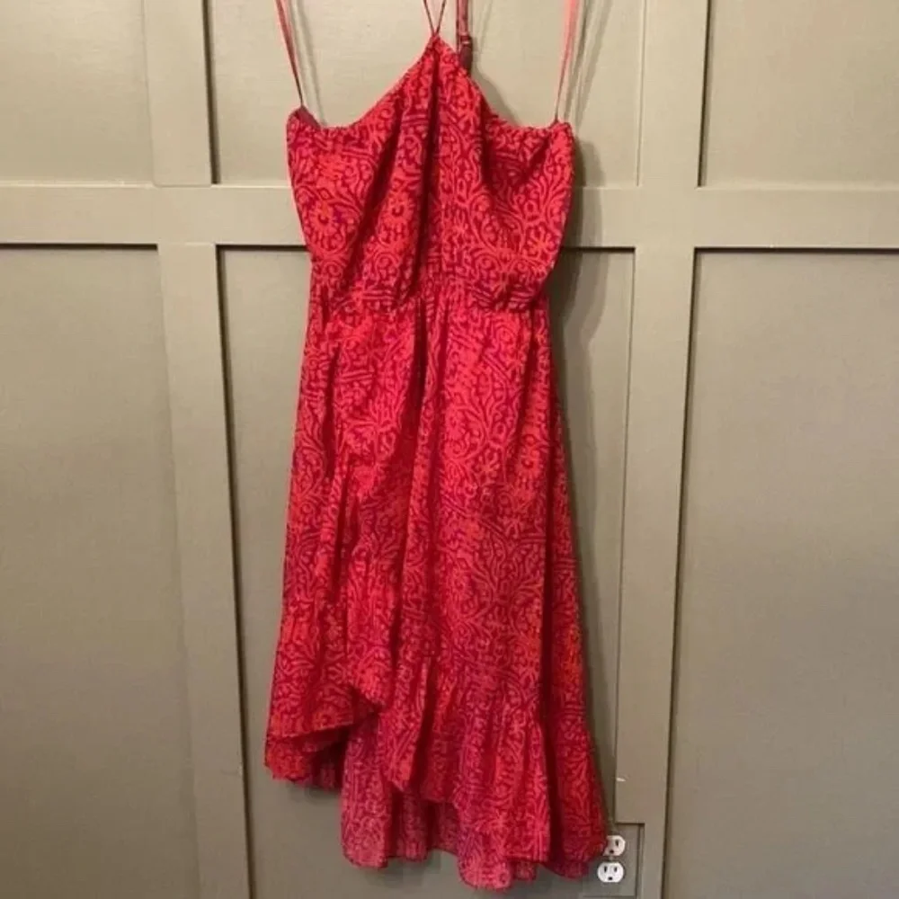 𝅺Free People Chiffon Safari Sun Short Casual Dress in Mango Combo Size Small